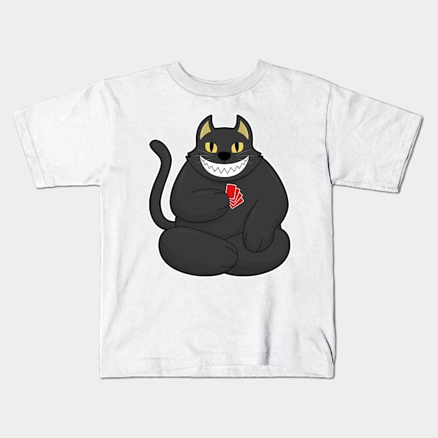 Cat at Poker with Poker cards Kids T-Shirt by Markus Schnabel